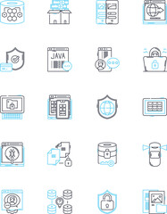 Online Safety linear icons set. Cybersecurity, Passwords, Privacy, Antivirus, Malware, Encryption, Phishing line vector and concept signs. Social media,Firewalls,Hackers outline illustrations