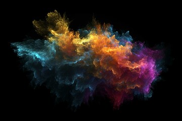 Obraz na płótnie Canvas Multicolored stardust cloud in black space. Abstract fractal 3D rendering. Generative AI