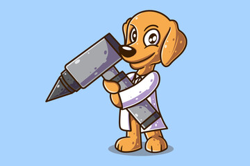 Cute Dog Doctor With Otoscope Vector Cartoon	