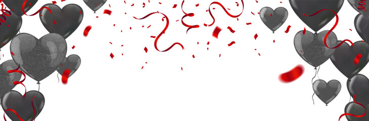 Celebration background with confetti and ribbons. Vector illustration.