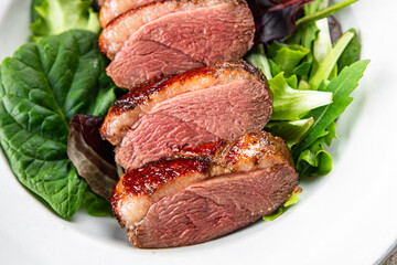 duck breast roasted meat poultry meal food snack on the table copy space food background rustic top view