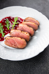 duck breast roasted meat poultry meal food snack on the table copy space food background rustic top view