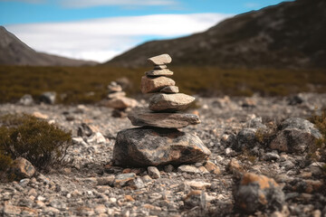 Natural Stone Stacking. Generative Ai