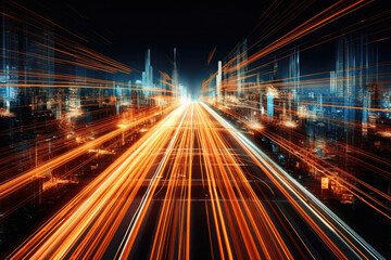 Light Trails - A Sweeping Long Exposure Image. Generative Ai