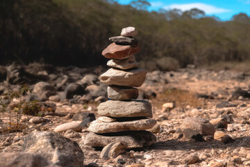Natural Stone Stacking. Generative Ai