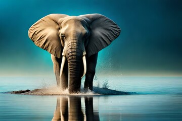 Decorative illustration elephant, Generative AI