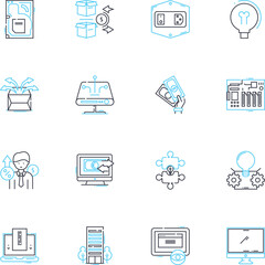 Web-based marketplace linear icons set. e-commerce, platform, transactions, marketplace, bidding, auctions, online line vector and concept signs. sales,retail,shopping outline illustrations