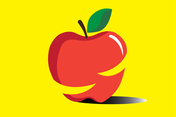 red apple with leaf