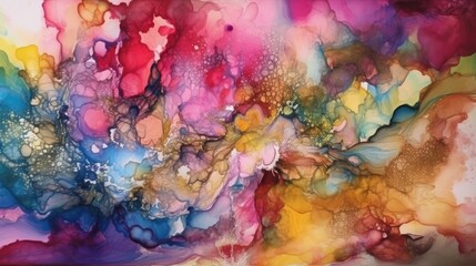 Colorful background made in alcohol ink style created using generative AI tools.