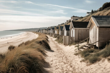 A Coastal Retreat: French Beach Huts. Generative Ai