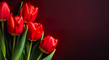 Fototapeta premium beautiful tulips on background. Valentine Day Concept. Generative AI