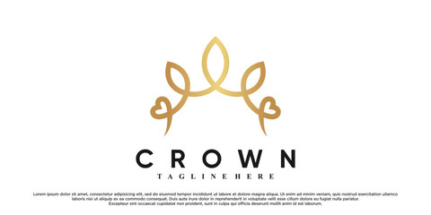 crown logo design with creative concept Premium Vector