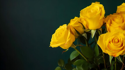Yellow Roses Bouquet on Background. Valentine's Day and Mother's Day background. Generative AI