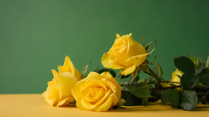 Yellow Roses Bouquet on Background. Valentine's Day and Mother's Day background. Generative AI