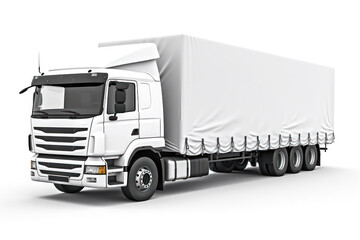 The Power of White. Tarpaulin Truck White color 3d. Generative Ai