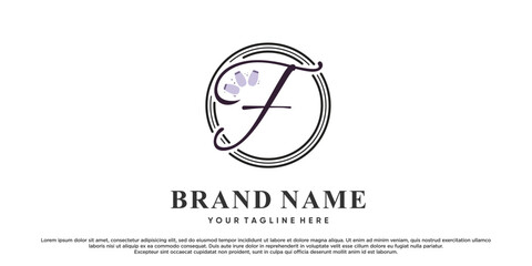 Nail logo design for beauty with initial f creative element style