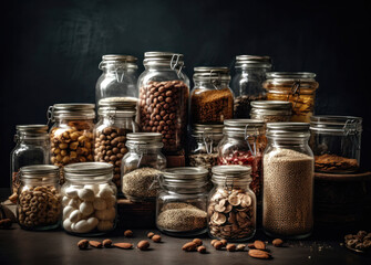 Glass Jars Filled with Delicious Goodness. Generative Ai