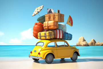 Adventure Awaits. Vacations are coming. Car with luggage’s. Generative Ai