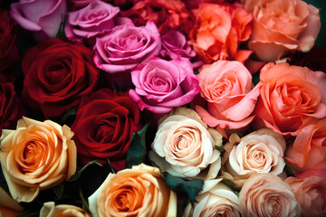 Fototapeta premium Close-Up of Beautiful Roses. Generative Ai
