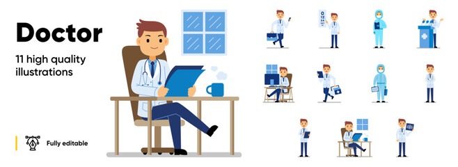 Illustration of doctors characters. Vector