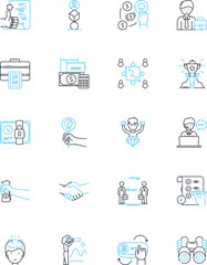 Commercial enterprises linear icons set. Profit, Sales, Industry, Revenue, Capital, Investment, Trade line vector and concept signs. Entrepreneurship,Market,Business outline illustrations