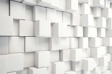 Square Tiles arranged to create a White wall. 3D, Futuristic Background formed from Semigloss blocks. 3D Render. Generative AI