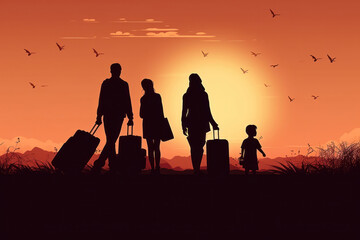 Fototapeta na wymiar Family Departing on a Trip. Generative Ai