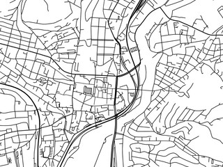 Vector road map of the city of  Jena Zentrum in Germany on a white background.