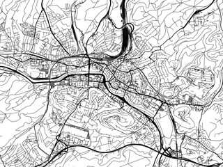 Vector road map of the city of  Saarbrucken in Germany on a white background.