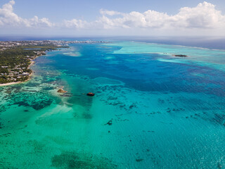 aerial view of san andres island in Colombia, sea of ​​seven colors
