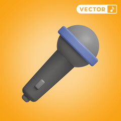 Fototapeta premium microphone 3D vector icon set, on a orange background