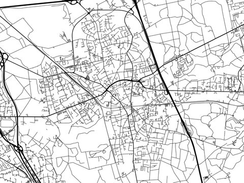 Vector road map of the city of  Hilden in Germany on a white background.