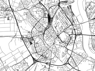 Vector road map of the city of  Neuss in Germany on a white background.