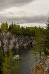 Fototapeta na wymiar Marble quarry top view in Ruskeala Karelia