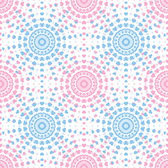 seamless pattern of heart halftone mandala