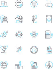 Transnational markets linear icons set. Globalization, Internationalization, Multinational, Cross-border, Export, Import, Multicultural line vector and concept signs. Diversity,Integration,Exports - obrazy, fototapety, plakaty