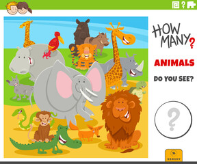 counting cartoon wild animals educational activity