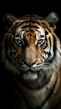 Tiger, Intense Stare: Capturing the Emotion and Expression of a Tiger's Eyes.  Generative AI. 