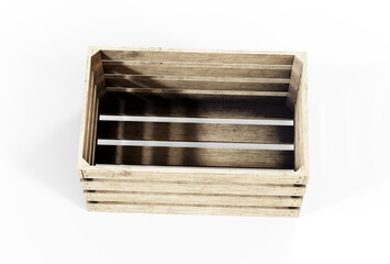 Wooden box. Front view. 3D render