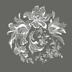 Lace ornate flowers. vector illustration