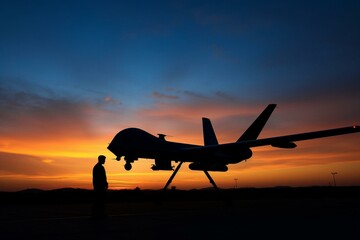 Fototapeta na wymiar The General Atomics MQ-9 Reaper. U.S. reconnaissance drone silhouette. Generative AI