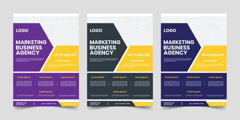 Marketing vertical business plan flyer, proposal swiss yellow white layout, editable marketing investor headline info