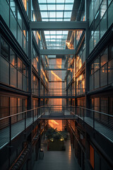 A building with a lot of windows in it. AI generative wallpaper, background.