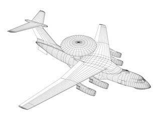 Isometric AWACS Airplane, Radar Aircraft, Military Air Force Plane
