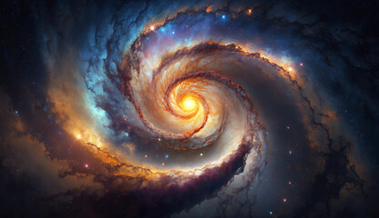 Mesmerizing Spiral Galaxy with Cosmic Dust and Gas Clouds