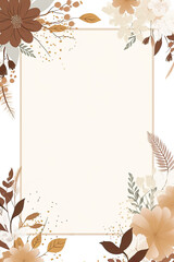 Frame with flowers and leaves in boho style with space for text, copyspace in the middle, AI generative design element
