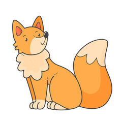 Cute fox in cartoon doodle style. animal isolated illustration.