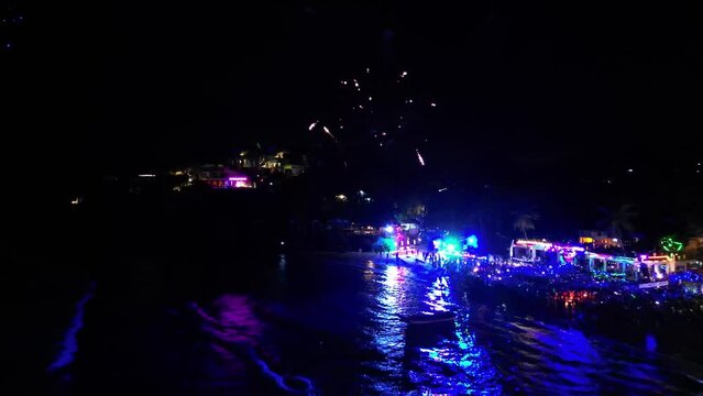 Aerial video of Full Moon Party, Had Rin Beach, Ko Pha Ngan, Thailand