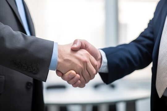 business people shaking hands in the office, generative ai