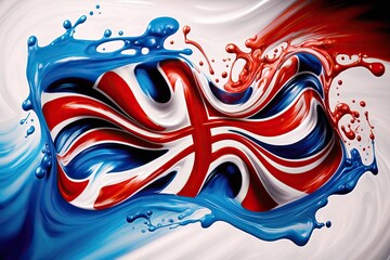 United Kingdom flag drawn with liquid paint fade. AI generated.